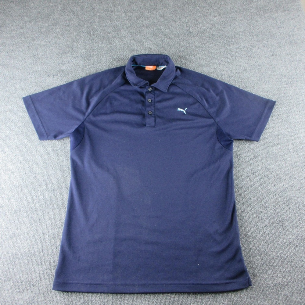 Puma Polo Shirt Mens M Blue Cool Cell Short Sleeve Golf Performance Logo